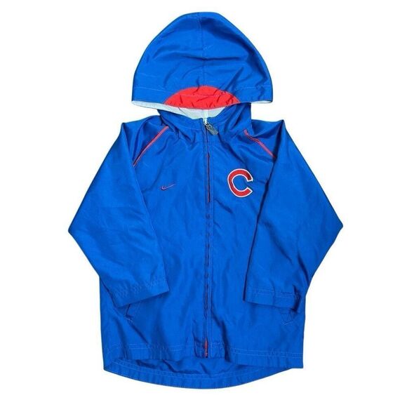 Nike Kids Chicago Cubs Windbreaker Jacket Hooded Blue Size 2T MLB Full Zip - Picture 1 of 10